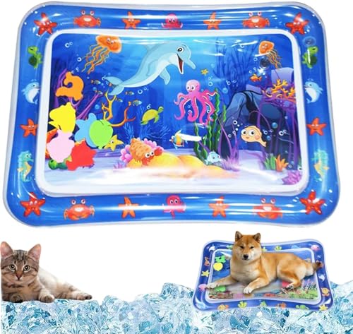 EHOTER Sensor Water Playmat Sensorisch Wassermatte Sommer Wasserspielmatte Interaktiv Katzenspielzeug Verdickt Spielmatte Mit Fisch Zum Spielen für Katzen Hunde Haustiere Geschenk (01) von EHOTER