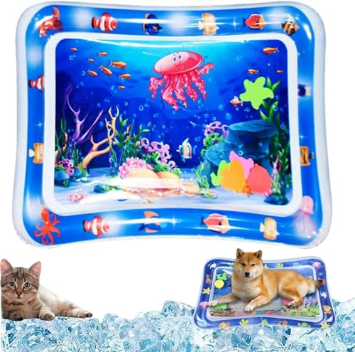 EHOTER Sensor Water Playmat Sensorisch Wassermatte Sommer Wasserspielmatte Interaktiv Katzenspielzeug Verdickt Spielmatte Mit Fisch Zum Spielen für Katzen Hunde Haustiere Geschenk (03) von EHOTER