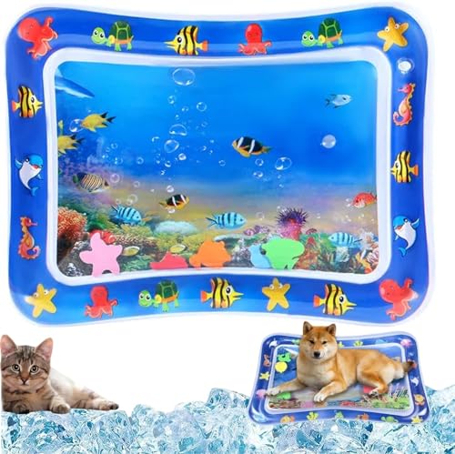 EHOTER Sensor Water Playmat Sensorisch Wassermatte Sommer Wasserspielmatte Interaktiv Katzenspielzeug Verdickt Spielmatte Mit Fisch Zum Spielen für Katzen Hunde Haustiere Geschenk (05) von EHOTER