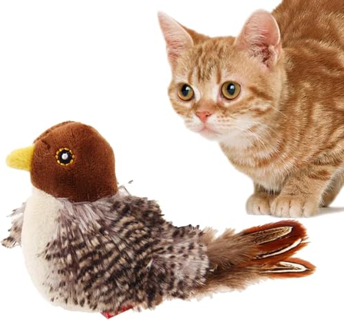 EHOTER Simulierter zwitschernder Vogel Katzenspielzeug Zwitschernder Vogel Katzenspielzeug Vogelspielzeug für Katzen Lustige Quietsch-Katzenspielzeug Interaktives Plüsch Katzenspielzeug (A) von EHOTER