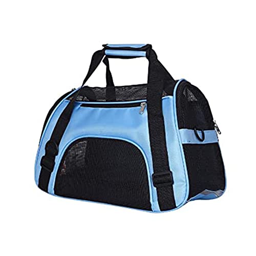 Tragbare Haustiertasche Transportbox Katzentiertasche mit Schultergurten für Haustiere Katzen wasserdichte Atmungsaktive Katzentransporttasche für Hunde Katze (Blau,L) von EHOTER