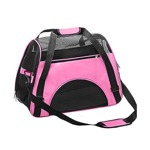 Tragbare Haustiertasche Transportbox Katzentiertasche mit Schultergurten für Haustiere Katzen wasserdichte Atmungsaktive Katzentransporttasche für Hunde Katze (Rosa,M) von EHOTER