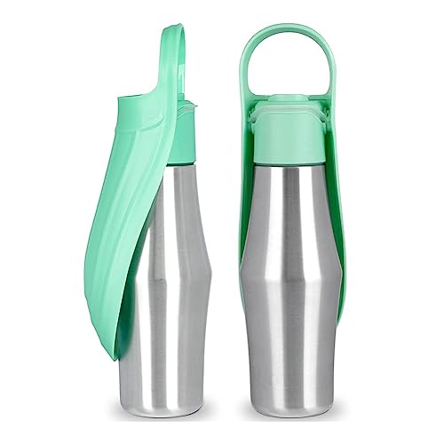 EHOTER Wasserflasche für Hunde 750 ml Edelstahl Hundetrinkflasche für Unterwegs Tragbare Trinkflasche für Haustier Auslaufsichere Hunde Haustiere Wasserspender für Reisen Parks Camping Wandern (B) von EHOTER