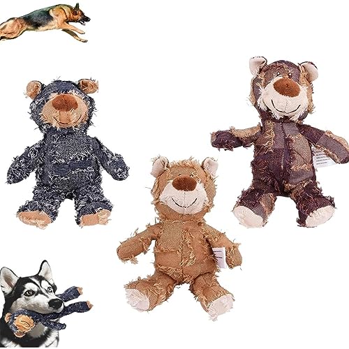 EHOTER ZerstörBär für Starke Kauer Unzerstörbares Plüschbär Bettelbär Haustier Hundespielzeug 2023 Neues Extreme Bear Dog Toy Kuscheltier Kauspielzeug Quietschspielzeug für Kleine Große Rasse (A+B+C) von EHOTER