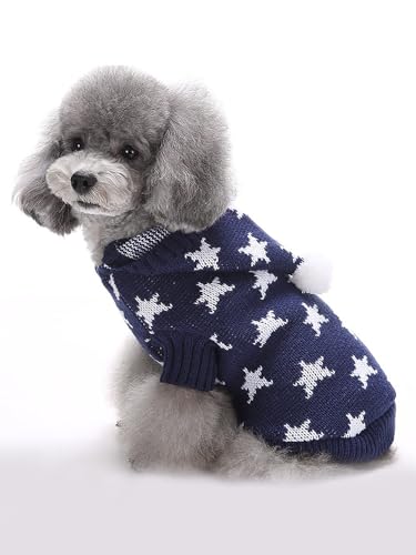 Haustierkleidung Hund Kleidung für Hunde Dog Hoodies Weihnachten Haustierkleidung Teddy Hundebekleidung Herbst und Winter Hundebekleidung Herbst und Winter Haustier Pullover (L,blau) von EHOTER