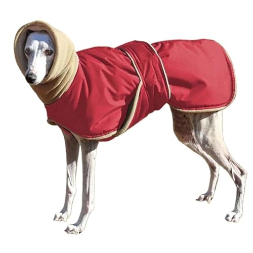 Hunde-Wintermantel mit warmem Fleecefutter, Outdoor-Hundebekleidung mit verstellbaren Bändern, warmer Mantel, Fleecekleidung, mittelgroße und große Hundekleidung, Größe M, Rot von EHOTER