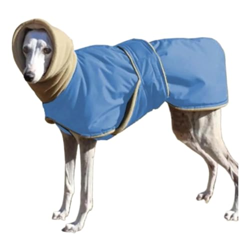 Hunde-Wintermantel mit warmem Fleecefutter, Outdoor-Hundebekleidung mit verstellbaren Bändern, warmer Mantel, Fleecekleidung, mittelgroße und große Hundekleidung (Größe L, Biue) von EHOTER