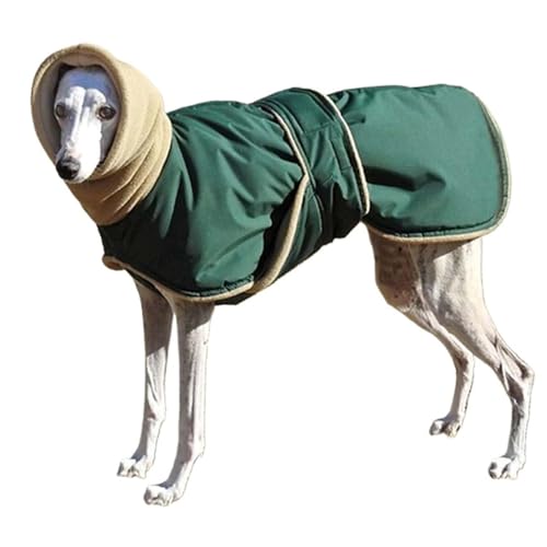 Hunde-Wintermantel mit warmem Fleecefutter, Outdoor-Hundebekleidung mit verstellbaren Bändern, warmer Mantel, Fleecekleidung, mittelgroße und große Hundekleidung (Größe L, Grün) von EHOTER