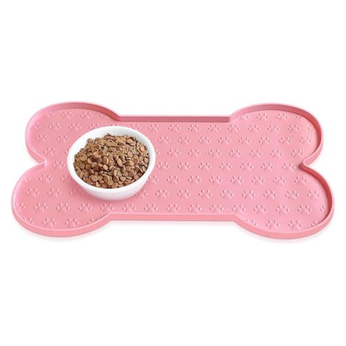 Hundefuttermatte, rutschfest, Silikon, dickeres Haustier-Platzset, wasserdicht, mit erhöhtem Rand, für Welpen, Kätzchen, Futtermatten, geeignet für kleine, mittelgroße Hunde und Katzen (Rosa, S) von EHOTER