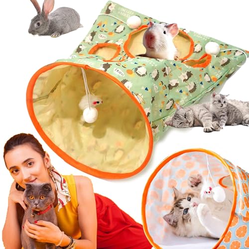 EHOTER Katzentunnel Tasche Lustig Katzen Spieltunnel Faltbar Interaktiv Federspielzeug Katzenbälle Katzentunnelbett Crinkle Papier Kätzchen Bohrer Tasche für Kaninchen Hunde Haustier Geschenk (B) von EHOTER