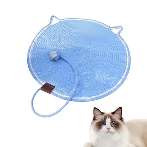 Pets Doppel-Kratzmatte für Indoor-Katzen, natürliches Baumwollseil, Katzenkratzmatte, Doppel-Kratzmatte für Boden, Wand, Couch, Teppich, Sofa (Blau, 43 cm) von EHOTER