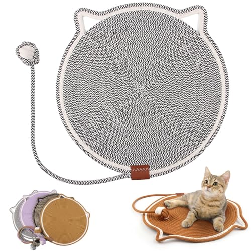 Pets Doppel-Kratzmatte für Indoor-Katzen, natürliches Baumwollseil, Katzenkratzmatte, Doppel-Kratzmatte für Boden, Wand, Couch, Teppich, Sofa (Grau, 50 cm) von EHOTER