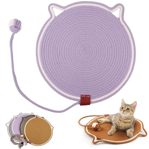 Pets Doppel-Kratzmatte für Indoor-Katzen, natürliches Baumwollseil, Katzenkratzmatte, Doppel-Kratzmatte für Boden, Wand, Couch, Teppich, Sofa (lila, 43 cm) von EHOTER