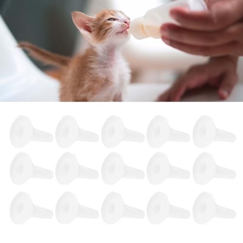 EIMSOAH 15 Stück Haustier-Katzen-Hunde-Silikon-Sicherheits-Soft-Krankenschwester, Silikon-Nippel, Haustier-Nippel, Futterflaschen-Futternippel-Zubehör, Einfach zu Verwenden, für von EIMSOAH