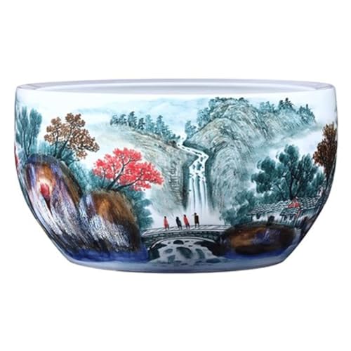 Fischschalen Aquarium Handbemalte Landschaft Aquarium Keramik Aquarium Outdoor Schildkröte Tank Wohnzimmer Balkon Landschaft Ornamente Mittelstücke Vase von EINES