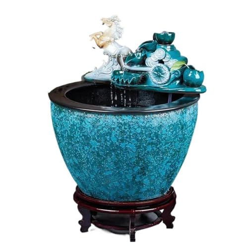 Fischschalen Aquarium Keramik fließendes Wasser Aquarium Wassertank Landschaftsbau Wasserzirkulation Aquarium Büro Wohnzimmer Aquarium Standtank Mittelstücke Vase (Size : M) von EINES