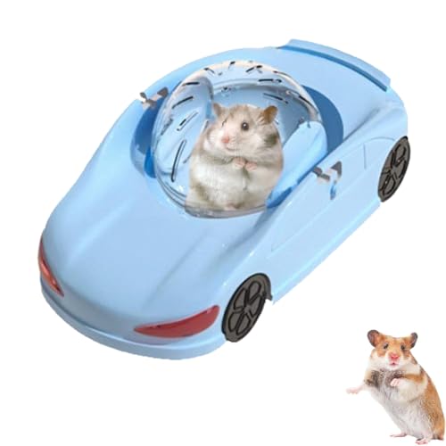 Hamster Laufball - Kleines Haustier Spielzeug Auto Laufrad für Syrische und Zwerghamster, Frettchen & Kleintiere, Interaktives Spielzeug mit Sportwagen-Design (Blau 1PCS) von EIRZNGXQ