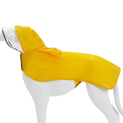 Hunde-Regenmantel mit transparenter Kapuze und verstellbarem Bauchgurt, wasserdicht, leicht, atmungsaktiv, Regenponcho für große, mittelgroße und kleine Hunde, Welpen, Gelb, 1 Stück / L von EIRZNGXQ