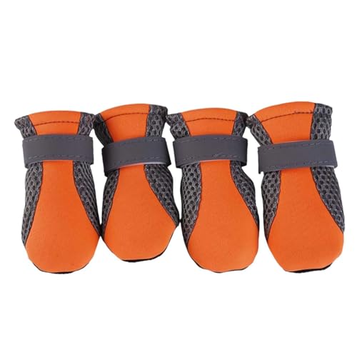 Wasserdichte Hundeschuhe, waschbare Hunde-Mesh-Stiefel, wiederverwendbar, weiche Pfotenschutzstiefel mit verstellbarem, reflektierendem Riemen zum Wandern, Laufen (Orange, L) von EIRZNGXQ