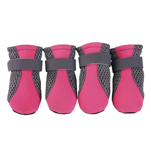 Wasserdichte Hundeschuhe, waschbare Hunde-Netzstiefel, wiederverwendbar, weiche Pfotenschutzstiefel mit verstellbarem reflektierendem Riemen zum Wandern, Laufen (Rosa, L) von EIRZNGXQ