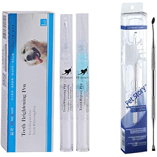 EJOTAY Pet Teeth Repair Pen Pets Dogs Teeth Tartar Dental Calculus Stones Remover (1Set 5ml+ Teeth Cleaning Tools) von EJOTAY