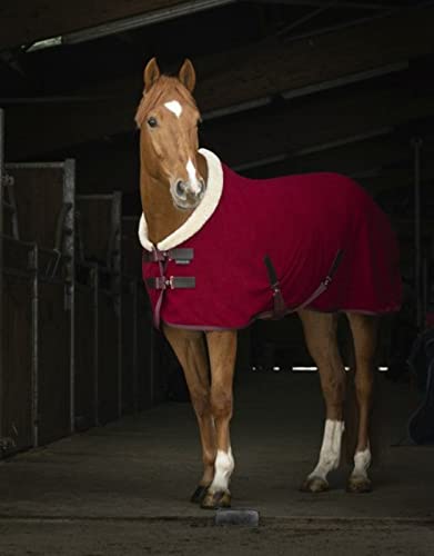 EQUITHÈME „Teddy Polar Fleece Decke, Bordeaux/Weiß 7`0"-165 cm von EKKIA