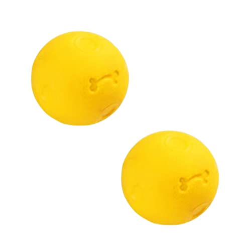 EKKJNQ Hundeball/Wurfball/Interaktives Spielzeug für Hunde/Weich und Elastisch Vollgummiball/Hundeball welpen Frisbee Hund Ball mit Schnur Hund Balldurchmesser 6cm 2PCS (Gelb) von EKKJNQ