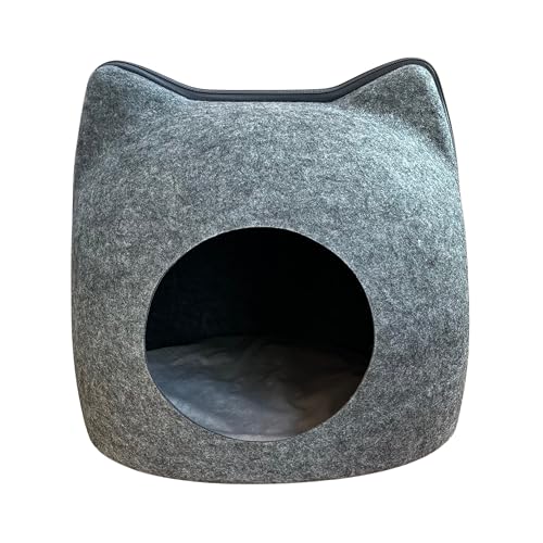 EL ÁTICO PETS Katzenhöhle Filz für Katzen. Katzen Bett. Bed Rest. Cat Bed. Katzenbett Höhle und Katzen Kissen Inbegriffen. Katzen Haus. Kuschelhöhle Katze. Katzen Iglu. Cat House von EL ÁTICO PETS