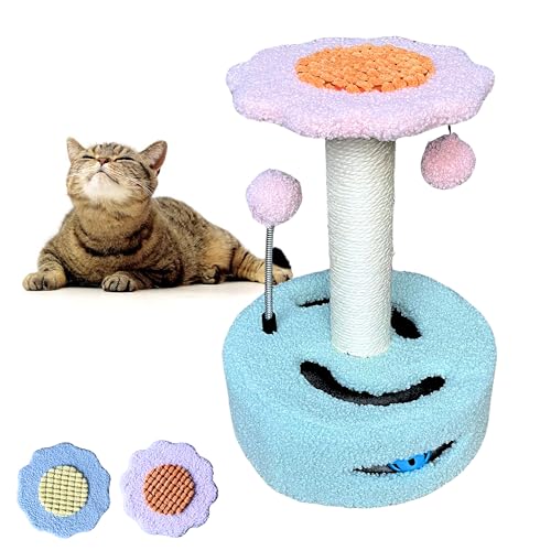 EL ÁTICO PETS Kratzbaum für Katzen, klein, 35 cm, Katzenkratzbaum mit 2 Spielbällen, Katzenbaum in Blumenform (Schloss) von EL ÁTICO PETS