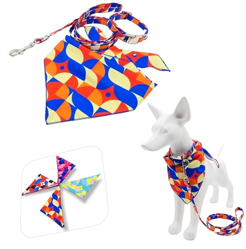 Hundehalsband, 3-in-1, mit Leine, Bandana, Größe M, Orange von ELA Inc.