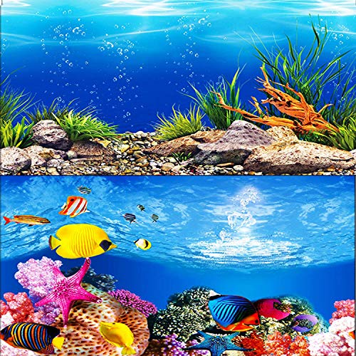 ELEBOX Papier-Tapete für Aquarien, 50,8 x 121,9 cm, zweiseitig, bunt, Meeresalgen, Wasserpflanzen, Aquarium-Hintergrund, HD-Poster-Dekoration von ELEBOX