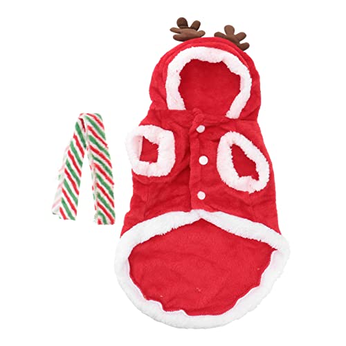 ELEOUTI 1 Satz Haustier Hund Weihnachten Elch Kleidung Set Hunde-Outfits kleine hundepullover hundeschal Weihnachten Dog Christmas Costume Haustier Umhang Haustier Halstuch Flanell rot von ELEOUTI