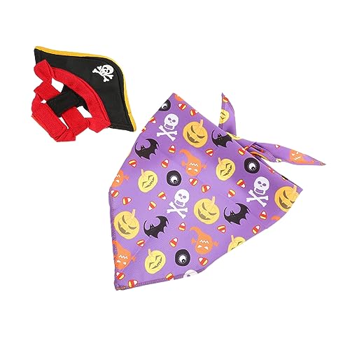 ELEOUTI 1 Set Katzenkostüm Set Haustier Cosplay Kostüm Katze Pirat Cosplay Hut Hund Piratenkostüm Katzenhüte Für Katzen Halloween Party Welpe Katze Bandana Kragen von ELEOUTI