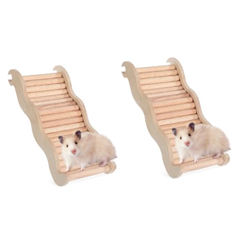 ELEOUTI 2St Hamstertreppe Hamster brücke hamsterzubehör Holzleiter für Hamster Klettergerüst für Hamster Toys for small Animals Hamster-Kletterspielzeug Hamster-Kletterleiter Birkenbrett von ELEOUTI