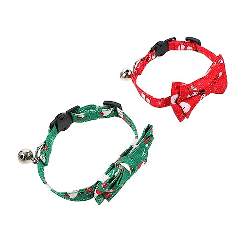 ELEOUTI 2St Haustierhalsband zu Weihnachten Kätzchenhalsbänder Schleife Katzenhalsband Outfit Weihnachten Katze Haustier Katzenhalsband von ELEOUTI