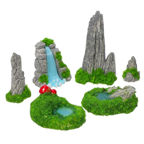 ELEOUTI 6 Stück Miniatur Steingarten Künstlicher Berg Diorama Berg Mini Steingarten Dekor Bonsai Gefälschter Berg Miniatur Fake Steingarten Bergmodell Aquarium Dekor von ELEOUTI