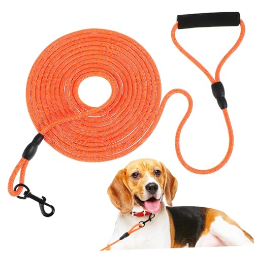 ELEOUTI Hundeleine geführte Leine für Hunde Seil für Hunde Hundekordel mit Griff Hund geführte Leine hundezubehör Strickleinen für Hunde Trainingsleine für Hunde Welpen führen Nylon Orange von ELEOUTI