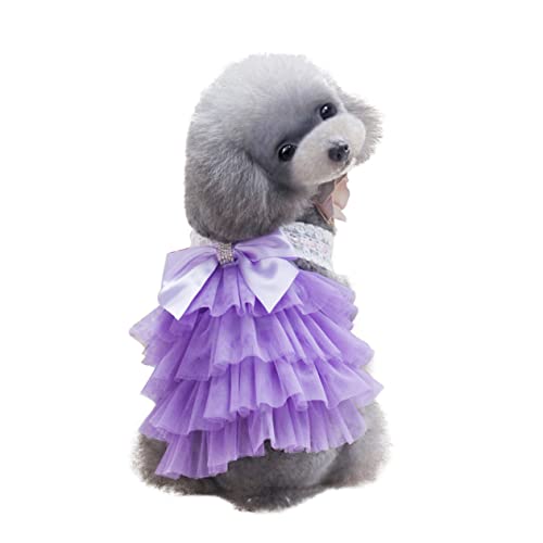 ELEOUTI Rock Geburtstagskleid für Hunde Hundekleider für kleine Hunde Mädchen kleine hundekleidung Hund Prinzessin Kleid Spitzenkleid für Hunde Haustier Violett von ELEOUTI