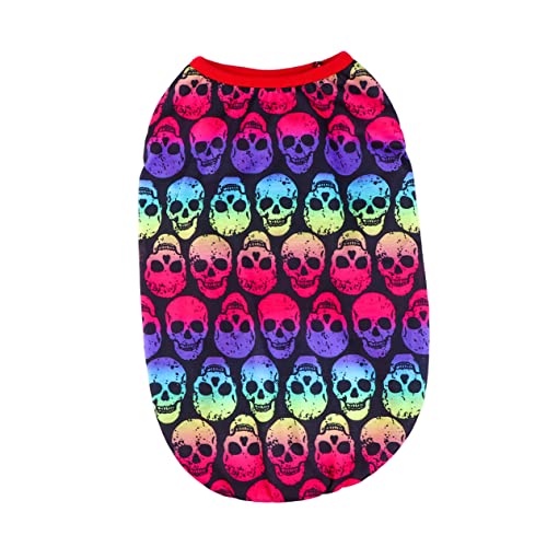 Haustier Hund Pullover Welpen-Sweatshirt Haustierkleidung Für Halloween Pullover Mit Schädeldruck Für Haustiere Skelett Kostüm -Pullover Reine Baumwolle Colorful ELEOUTI von ELEOUTI