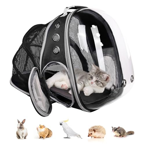 ELEVON Erweiterbarer Katzen-Rucksack, Luftpolstertasche, für bis zu 6.8 kg Katzen und Welpen, Space Capsule Bubble Fenster, Wanderrucksack, von Fluggesellschaften zugelassener Reiseträger – BLK von ELEVON