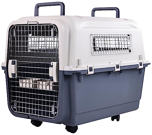 Elevon Hundebox aus Kunststoff, für Fluggesellschaften zugelassene Drahttür, Größe L, 78 x 54 x 57,9 cm (L x B x H) von ELEVON