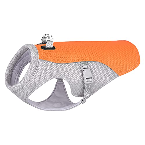 Hund Kühlweste Hundekühlmantel Fit Hundegeschirr Kühljacke für den Sommer Atmungsaktiv Hunde Kleidung für Große Mittlere und Kleine Hunde (Color : Orange, Size : L) von ELICNA