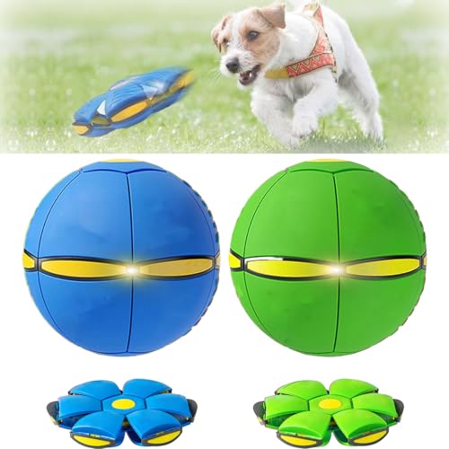 Ancientflow Doggy Disc Ball - Ancientflow Dog Toy, The Doggy Disc Ball, Flying Saucer Ball for Dogs, Doggie Disk Ball with Lights, Doggy Disc Ball for Large Medium Small Dogs (6 Light,Blue+Green) von ELLHE