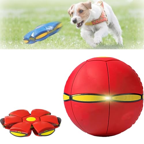 ELLHE Ancientflow Doggy Disc Ball - Ancientflow Dog Toy, The Doggy Disc Ball, Flying Saucer Ball for Dogs, Doggie Disk Ball with Lights, Doggy Disc Ball for Large Medium Small Dogs (6 Light,Red) von ELLHE