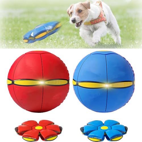 ELLHE Ancientflow Doggy Disc Ball - Ancientflow Dog Toy, The Doggy Disc Ball, Flying Saucer Ball for Dogs, Doggie Disk Ball with Lights, Doggy Disc Ball for Large Medium Small Dogs (6 Light,Red+Blue) von ELLHE