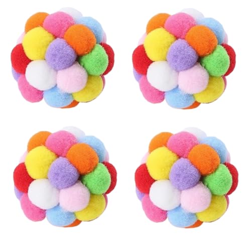 ELMAIN Cat Toys Cat Interactive Toy Plush Artificial Colorful Cats Teaser Toy Interactive 4Cm Cat Plush Toys 4Pcs von ELMAIN