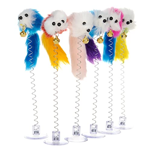 ELMAIN Cat Toys Cat Stick Feather Rod Mouse Toy With Mini Bell Cat Catcher Teaser Interactive Cat Toy 6Pcs 02 von ELMAIN