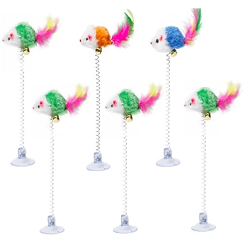 ELMAIN Cat Toys Cat Stick Feather Rod Mouse Toy With Mini Bell Cat Catcher Teaser Interactive Cat Toy 6Pcs 03 von ELMAIN