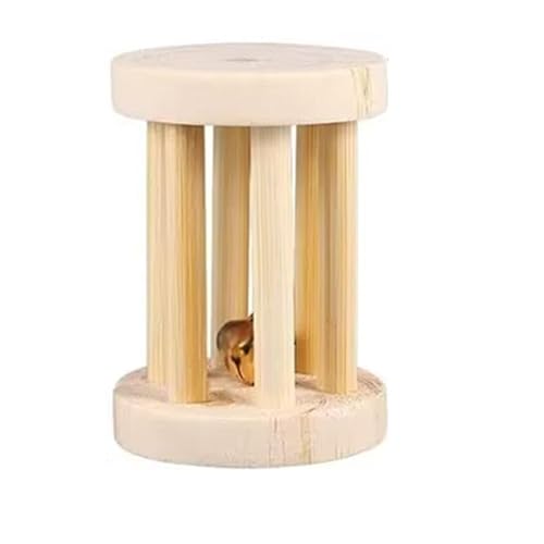 ELMAIN Hamster Spielzeug 1Pcs Nette Kaninchen Roller Spielzeug Natürliche Holz Kiefer Hanteln Einrad Glocke Kauspielzeug 04 von ELMAIN