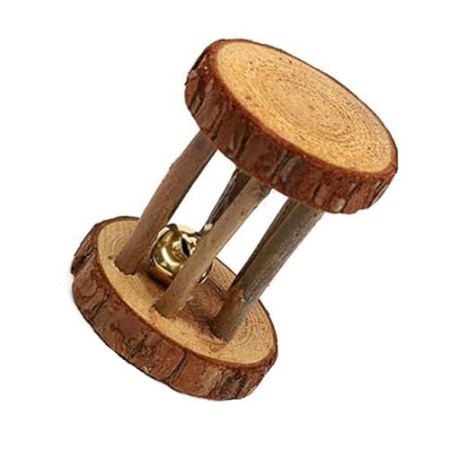 ELMAIN Hamster Spielzeug 1Pcs Nette Kaninchen Roller Spielzeug Natürliche Holz Kiefer Hanteln Einrad Glocke Kauspielzeug 05 von ELMAIN